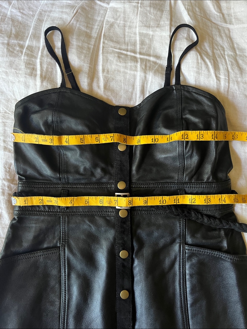 Chasing Unicorns ♠️ Isis Leather and Suede Mini Dress sz M - Picture 14 of 16